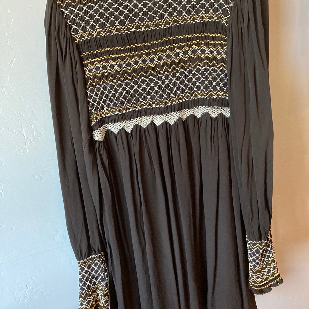 Free people black embroidered baby doll dress